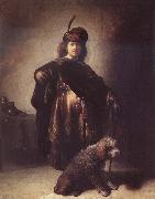 Rembrandt van rijn Self-Portrait with Dog Sweden oil painting artist